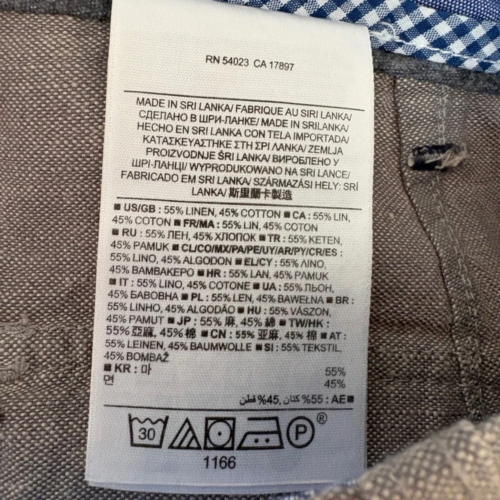 Banana Republic Aiden Shorts Mens 42 Gray Linen‎ Cotton Flat Front Casual Summer